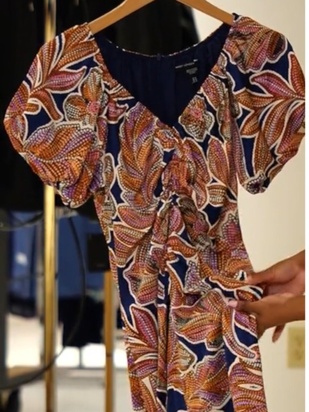 Floral Puff Sleeve Ruched Sheath Dress